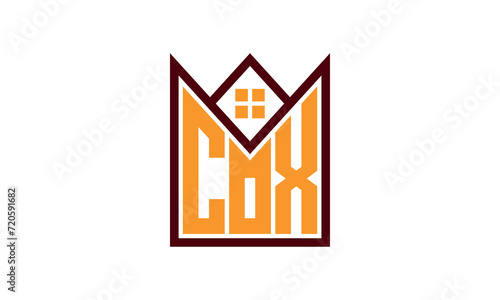 COX initial letter real estate builders logo design vector. construction ,housing, home marker, property, building, apartment, flat, compartment, business, corporate, house rent, rental, commercial
