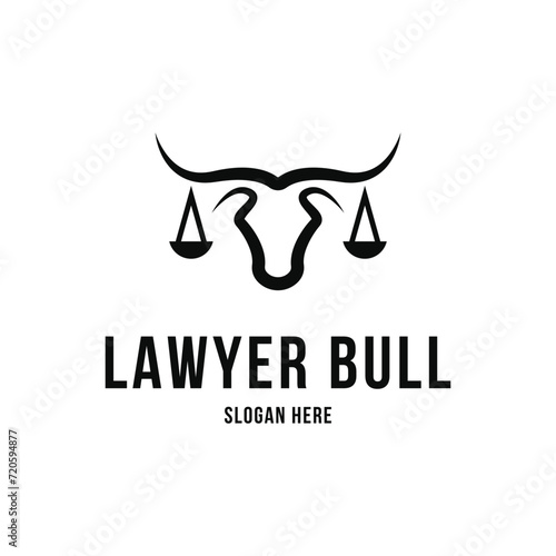 Lawyer bull longhorn logo design idea concept