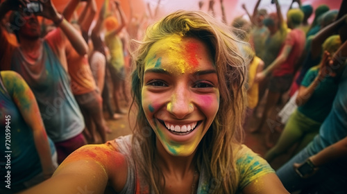 Cheerful woman at the festival of colors Holi © Diana Zelenko