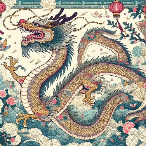 Majestic Chinese Flying Dragon Soars in Celebration  A Vibrant Tribute to Chinese New Year and the Timeless Dance with the Ancient Lunar Cycle