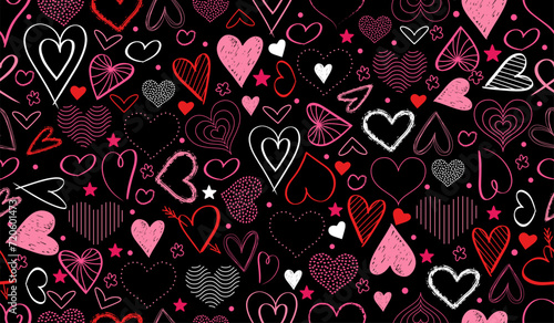 Wallpaper Mural Happy Valentine's Day. Beautiful seamless pattern with herts. Vector illustration. Torontodigital.ca