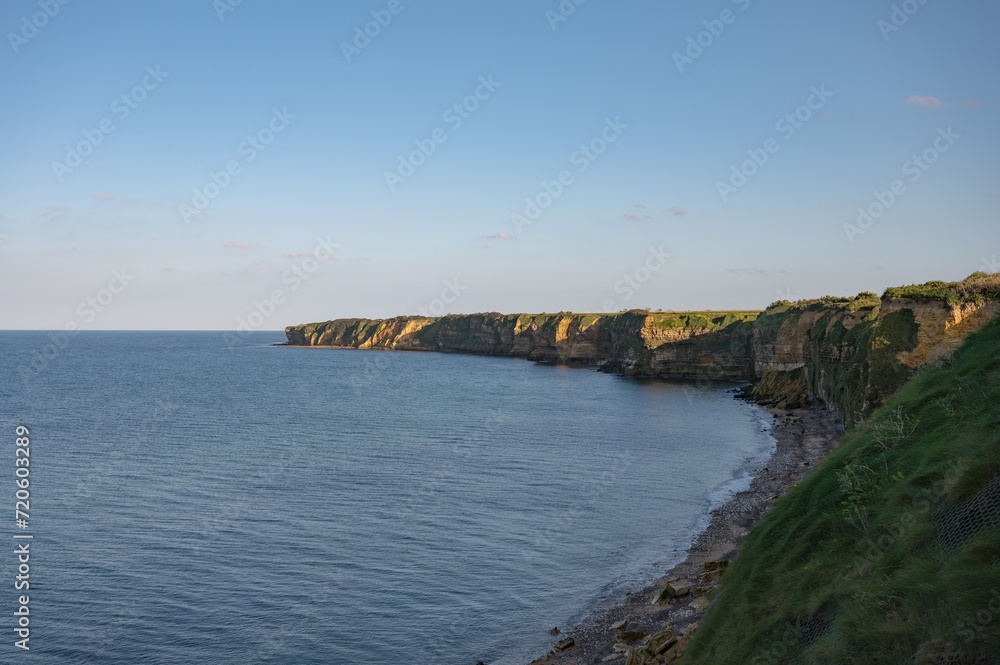 Nice landscape of the french coast of normandy at the pointe du hoc