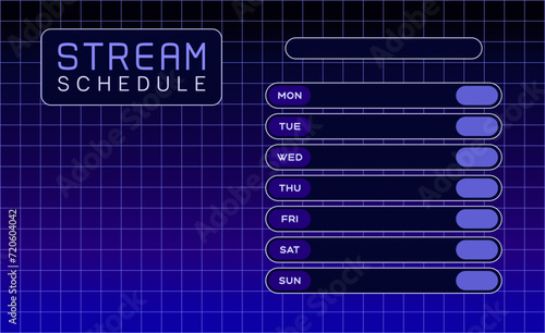 Stream schedule template for VTuber with dark purple color scheme