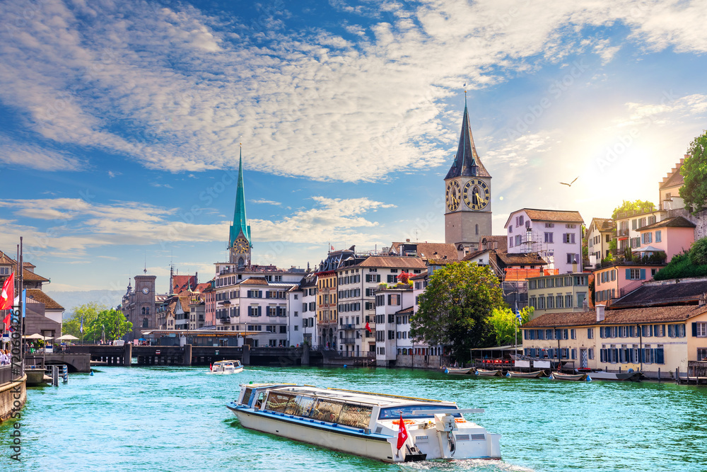 St. Peter's church and Fraumunster abbey, Zurich, Switzerland