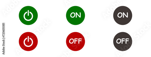 On off power button. Switch on off icon. Power button set. Turn on and off in vector design style