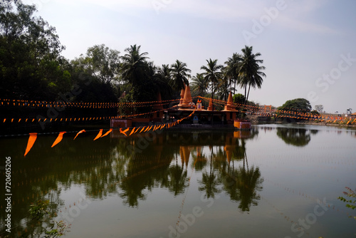 26 Jan 2024, Pune, India, Ramdara Temple that was rebuilt in 1970 by Dhundi Baba. It is devoted to Lord Shiva and Goddess Parvaty. Temple is famous for Ram, Sita, Lakshman and hence the name Ramdara. photo