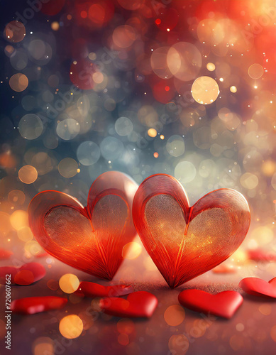 Two hearts, Hearts background, Valentines Day, Romantic