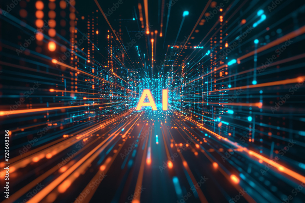 Fototapeta premium Neural Velocity: Glowing 