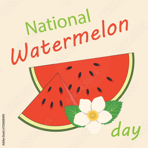 National watermelon day. National Watermelon Day on 03 August Banner Background. Horizontal Banner Template Design photo