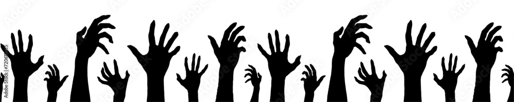 Seamless border for Halloween. Witch and zombie hands. Vector and PNG on transparent background. Seamless border for Halloween. Witch and zombie hands. Vector and PNG on transparent background.