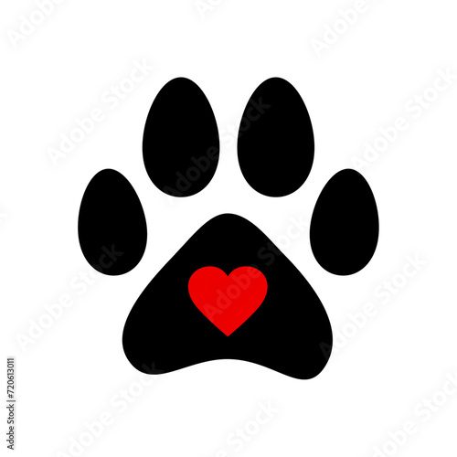 Dog paw print with heart icon inside