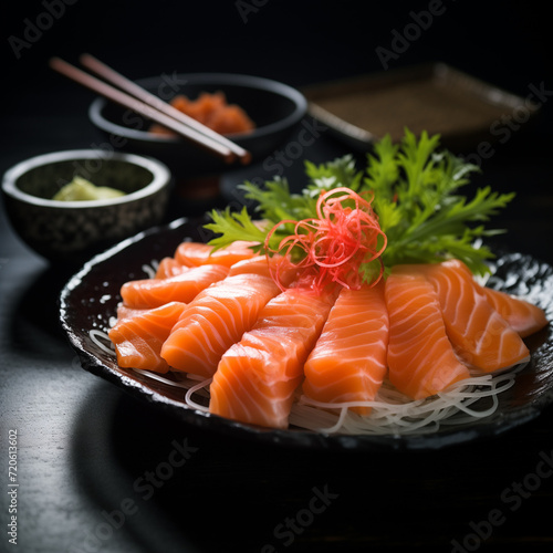 Salmon Sashimi Japanese-style food.