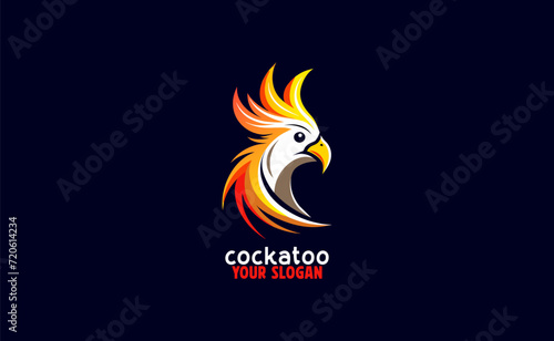 Cockatoo mascot logo design template  vector illustration design  head cockatoo hipster vintage logo  bird logo icon design template flat vector illustration.