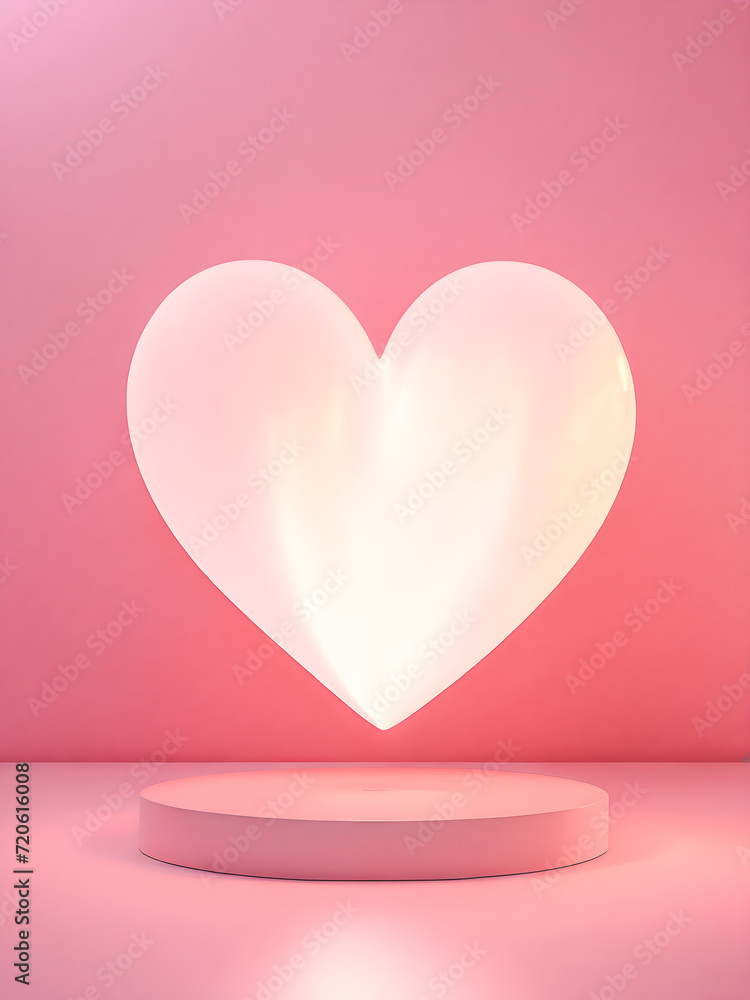Pink background with heart digital drawing.
