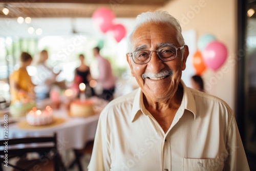Portrait of a smiling senior man at birthday celebration