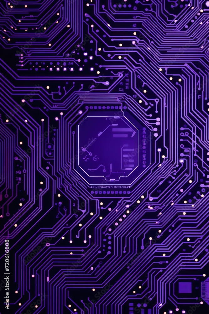 Computer technology vector illustration with lavender circuit board background