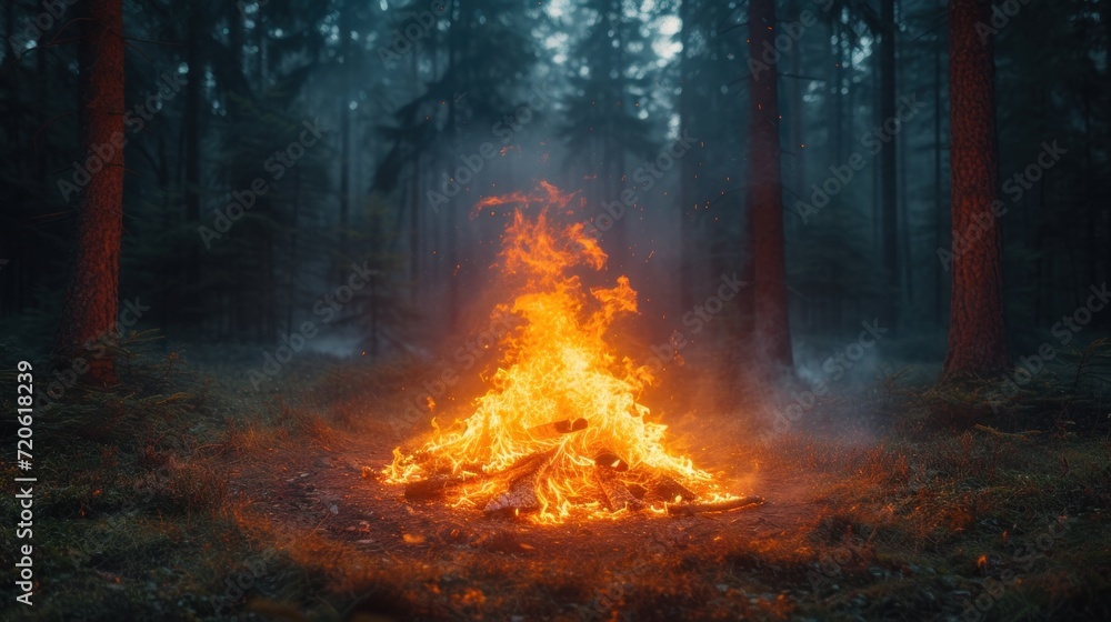 a fire in the middle of a forest filled with lots of bright yellow and orange fire flames in the middle of a forest filled with lots of bright yellow and orange fire.
