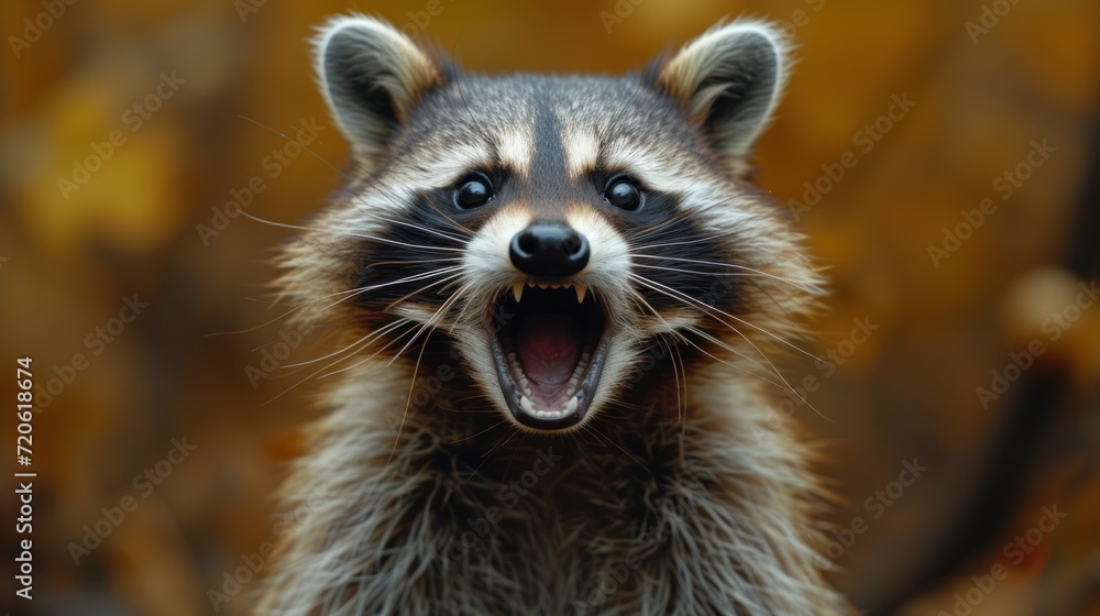  a close up of a raccoon with it's mouth open and it's mouth wide open with it's mouth wide open and it's mouth wide open.