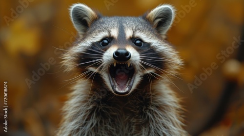  a close up of a raccoon with it's mouth open and it's mouth wide open with it's mouth wide open and it's mouth wide open.