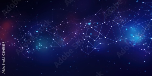 Abstract indigo background with connection and network concept, cyber blockchain