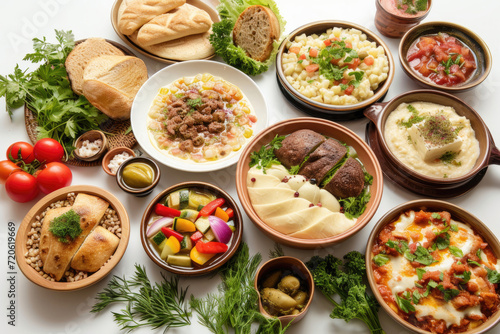 A variety of Georgian dishes  each contributing to a gastronomic symphony