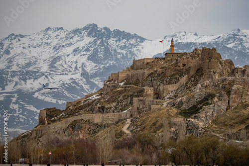 Van castle on a mountain, Turkey photo