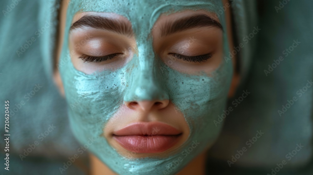 a close up of a woman with a face mask on and a towel on her head and a towel on her head, with her eyes closed and her eyes closed. a close up of a woman with a face mask on and a towel on her head and a towel on her head, with her eyes closed and her eyes closed.