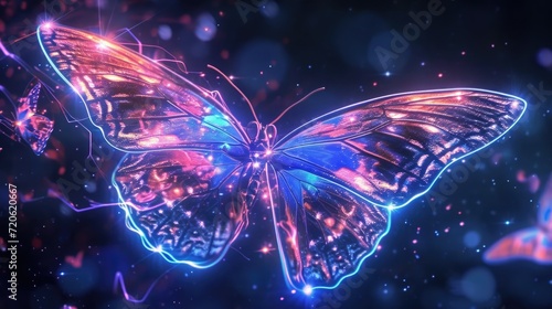 Abstract fractal background with beautiful butterfly