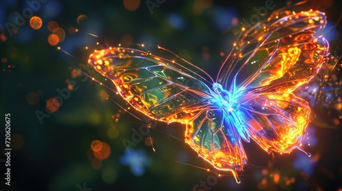 Neon butterfly with glowing wings