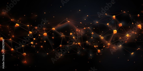 Abstract ebony background with connection and network concept