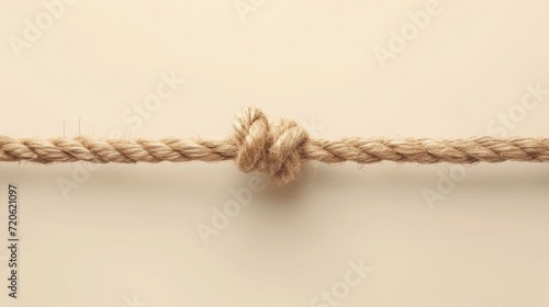 a stress awareness concept, a single frayed rope near the point of breaking, symbolizing the brink of stress, with soft shadows and the text 'Stress Awareness Month' below in calming colors