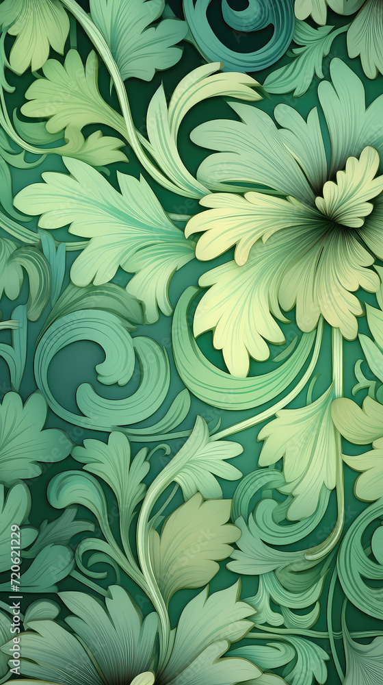 Floral pattern on green background. Vertical greeting, invitation card concept Floral pattern on green background. Vertical greeting, invitation card concept