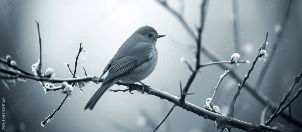 Beautiful Small Grey Bird Sitting on Branch - A Beautiful Small Grey Bird Sitting Gracefully on a Delicate Branch Beautiful Small Grey Bird Sitting on Branch - A Beautiful Small Grey Bird Sitting Gracefully on a Delicate Branch