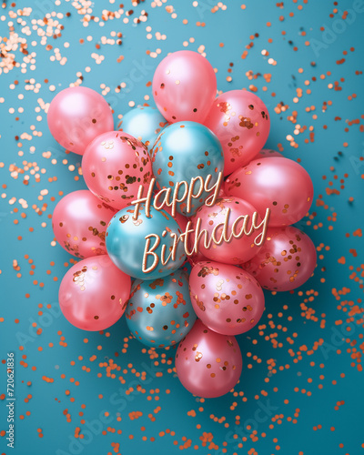 Festive Birthday Bash: Sparkling Balloons and Confetti Celebration