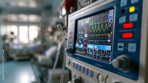 Highlight the dynamic nature of emergency equipment, such as defibrillators and monitors, in a state of constant readiness for immediate use. 