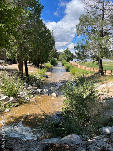 Stream and clouds at Lake Gregory, California