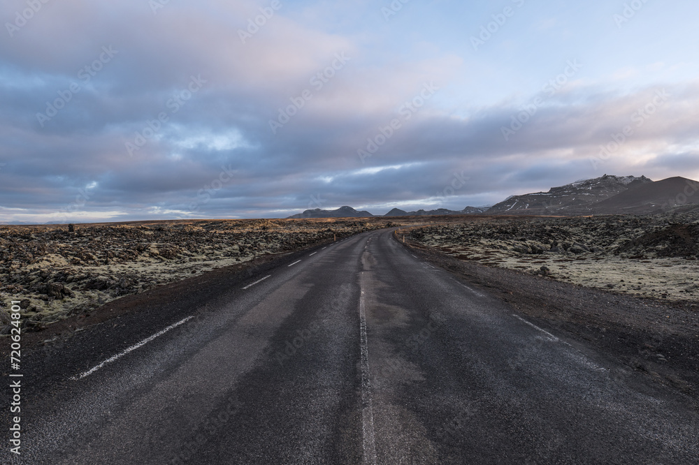 road in the lava field road in the lava field
