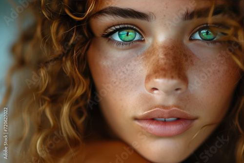 Enchanting Close-Up: Green-Eyed Beauty