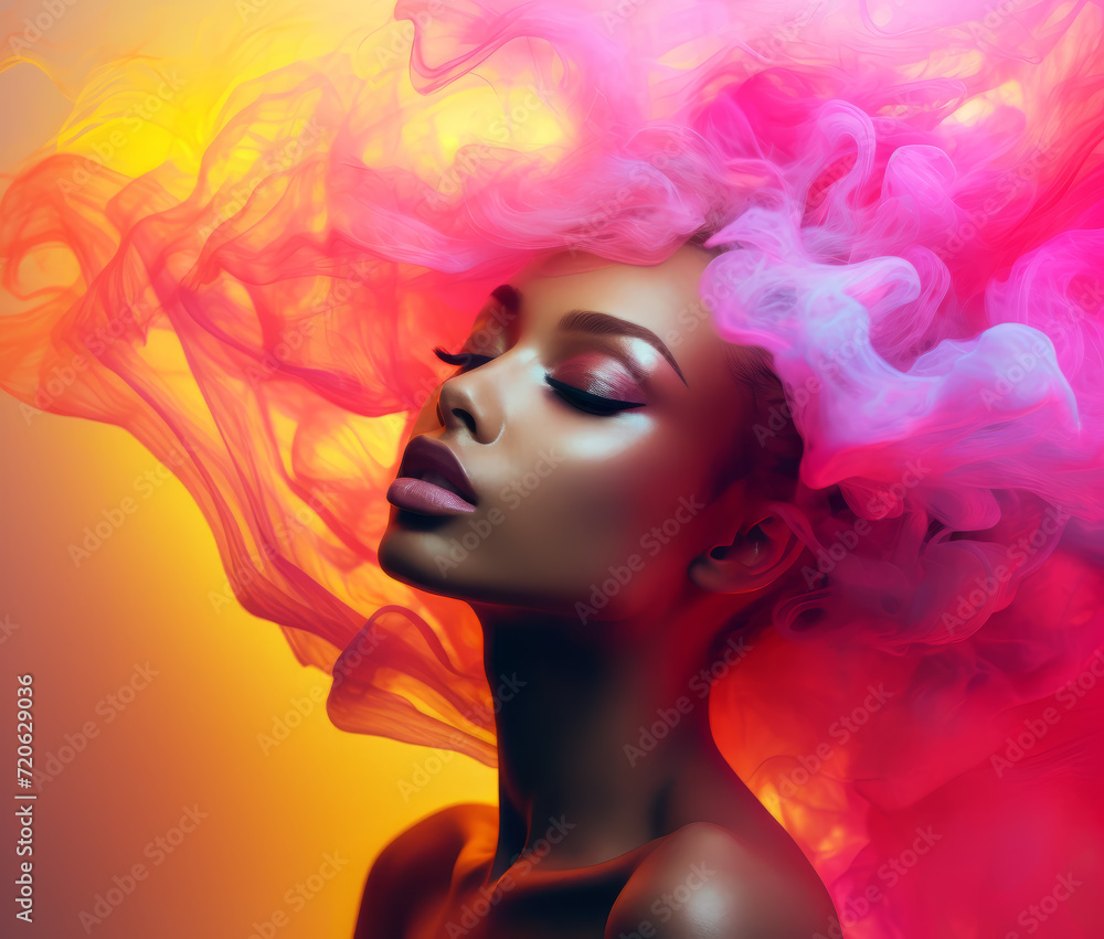 Fototapeta premium Smokey Elegance - Graceful Teen Muse - AI human