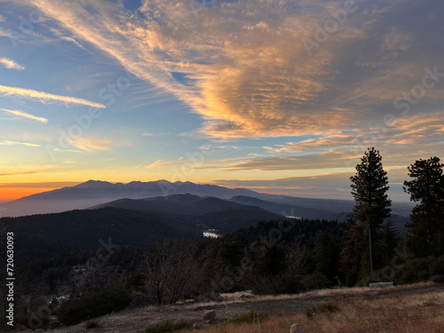 Fototapeta Naklejka Na Ścianę i Meble -  Mountain view sunset Jan 2024