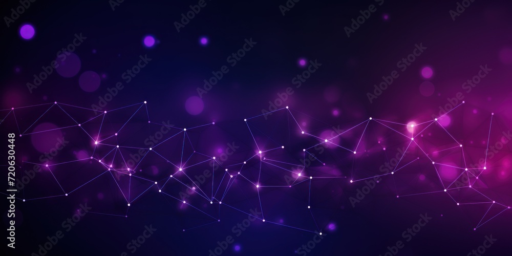 Abstract purple background with connection and network concept, cyber blockchain