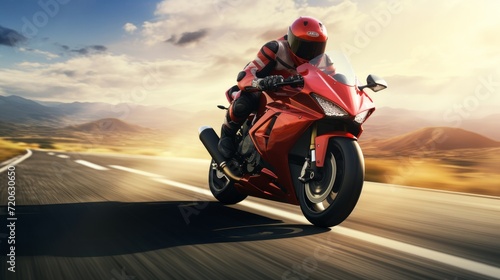 Motorbike rider rides at high speed © Elvin