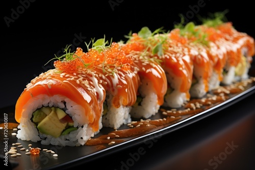 platter of sushi rolls . ai generated