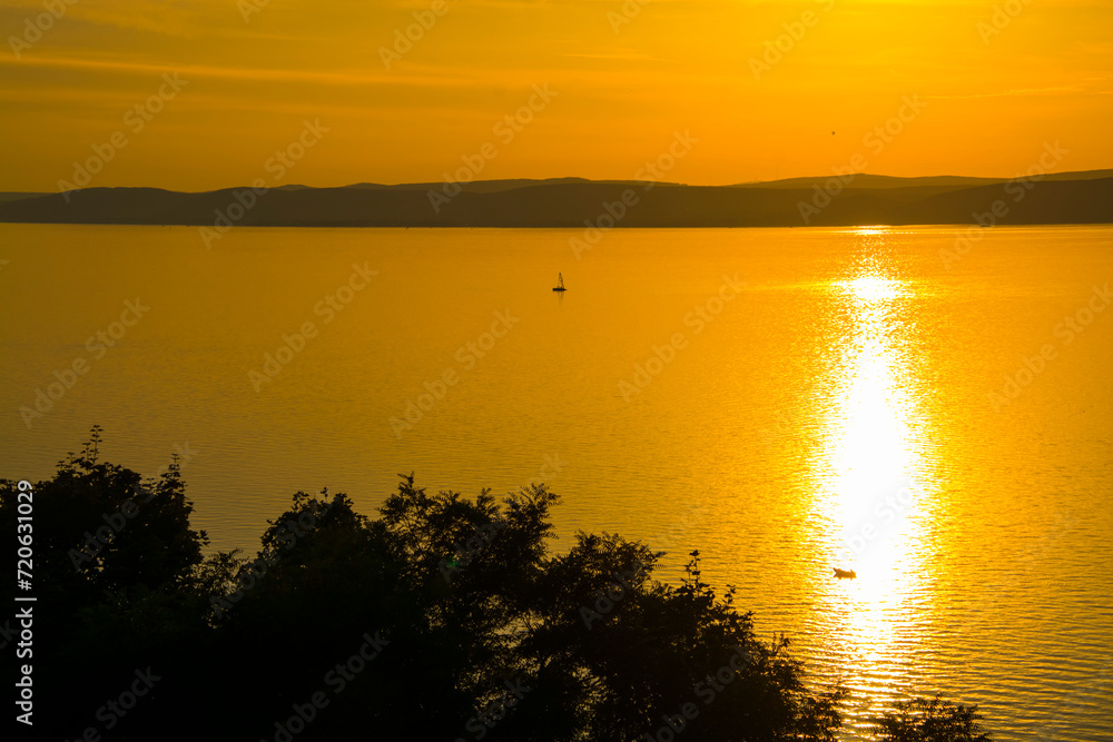 Sunset at Balatonvilagos near the Lake Balaton