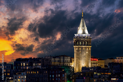 Skyline of istanbul. Galata Tower. Istanbul Turkey.