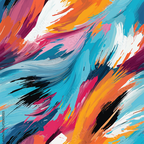 Vivid abstract pattern with seamless flow, showcasing expressive brushstrokes and striking color contrasts.