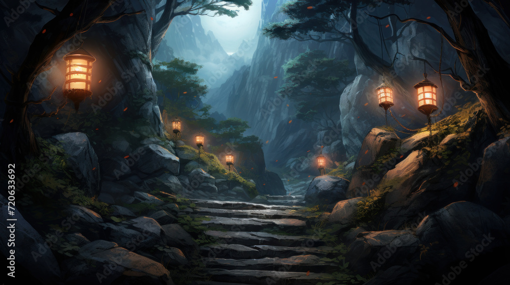 Obraz premium Hidden footpath through the mountains