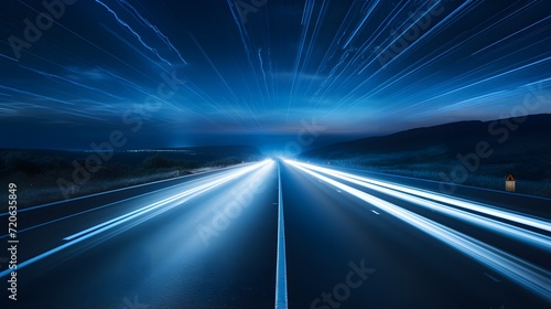 long blue light speed exposure photo