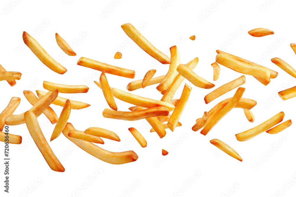 French fries or potato fries with salt taste isolated on background, fast food with high calories, popular appetizer or snack. French fries or potato fries with salt taste isolated on background, fast food with high calories, popular appetizer or snack.