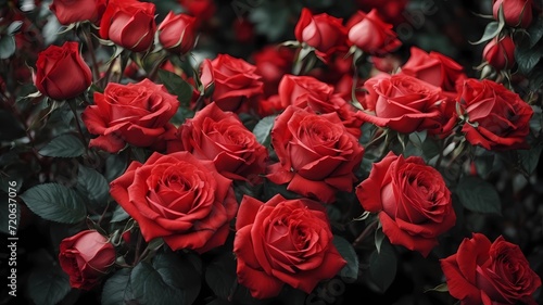 Natural red roses background. Generative AI © Royalty-Free